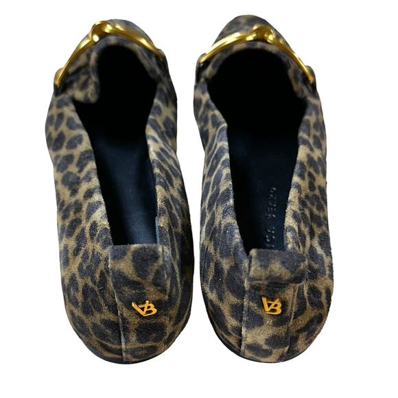 Veronica Beard NWOB Champlain Chain Leopard Loafer 6M Gold Chain Vamp Suede - Picture 3 of 10